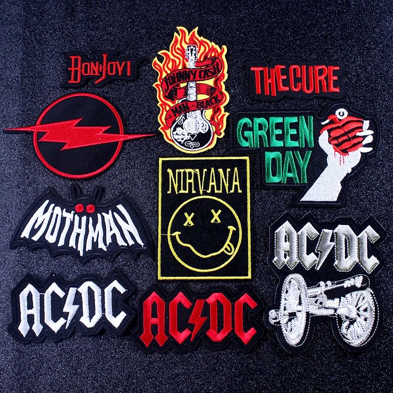 DIY Nirvana патч группа acdc патч, вышитые патчи для одежды музыка рок группа железо на патчи логотип значок аппликация полосы F