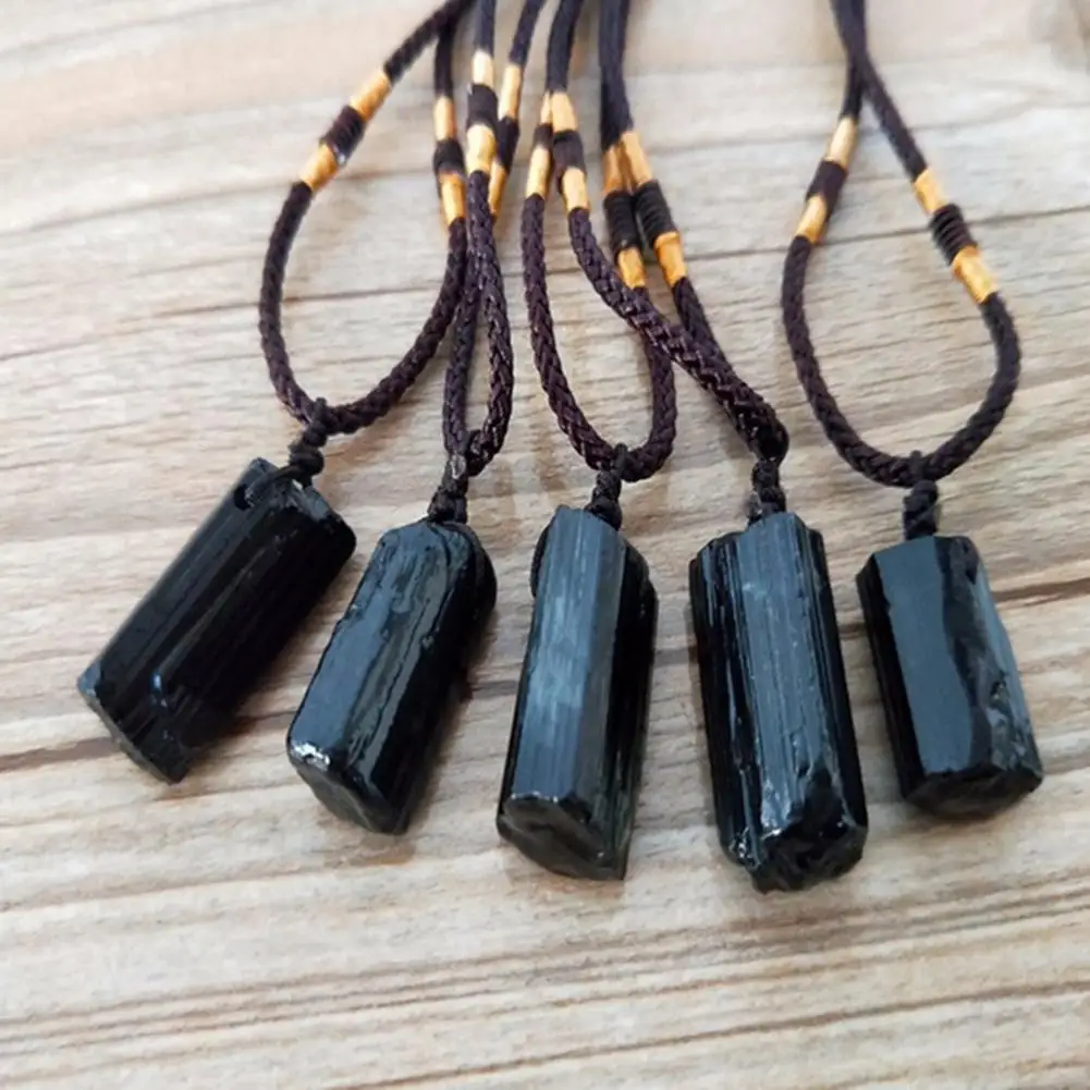 

Men Women Necklace Black choker Faux Stone Pillar Pendant Rope Necklace Jewelry Gift Unisex Woman's accesories