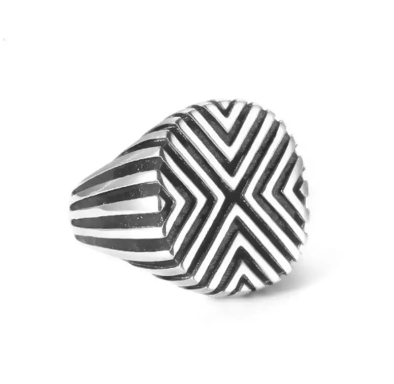 

Classic Retro Punk Ring Retro Fashion Casual Striped Men and Women Ring Gift