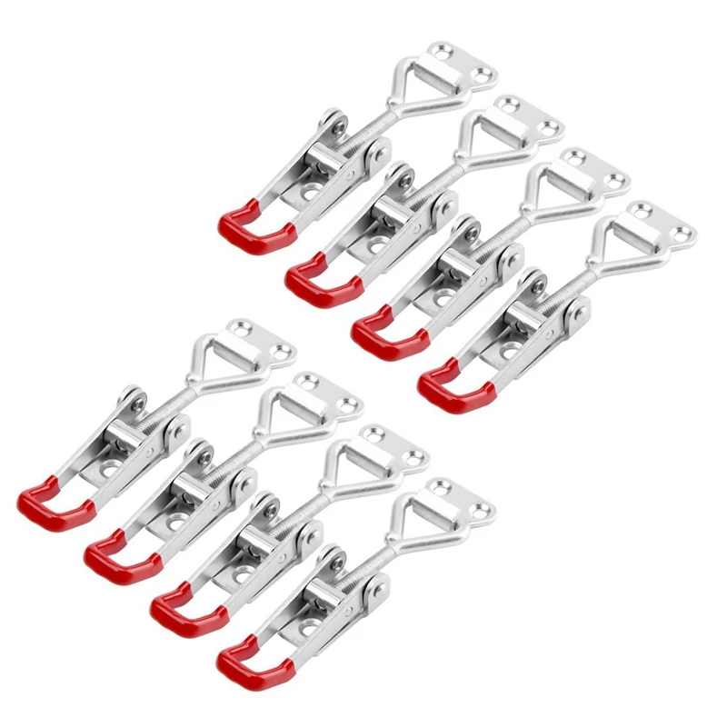 

NEW-8-Pack Pull Latch-Metal Adjustable Door Cabinet Box Case Toggle Latch Hasps - 360 Lbs Capacity (S)