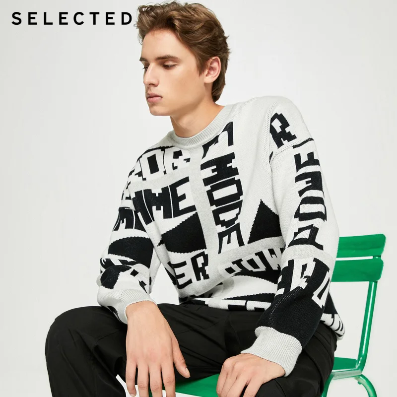 

SELECTED New cotton letters trend loose casual knit men S|420425007