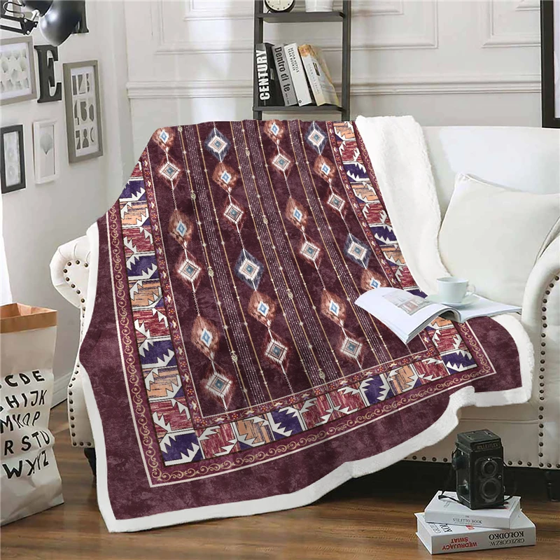 

Cianlsria Persia Style Printed Flannel Woolen Sofa Blanket Two Size Keep Warm Blanket