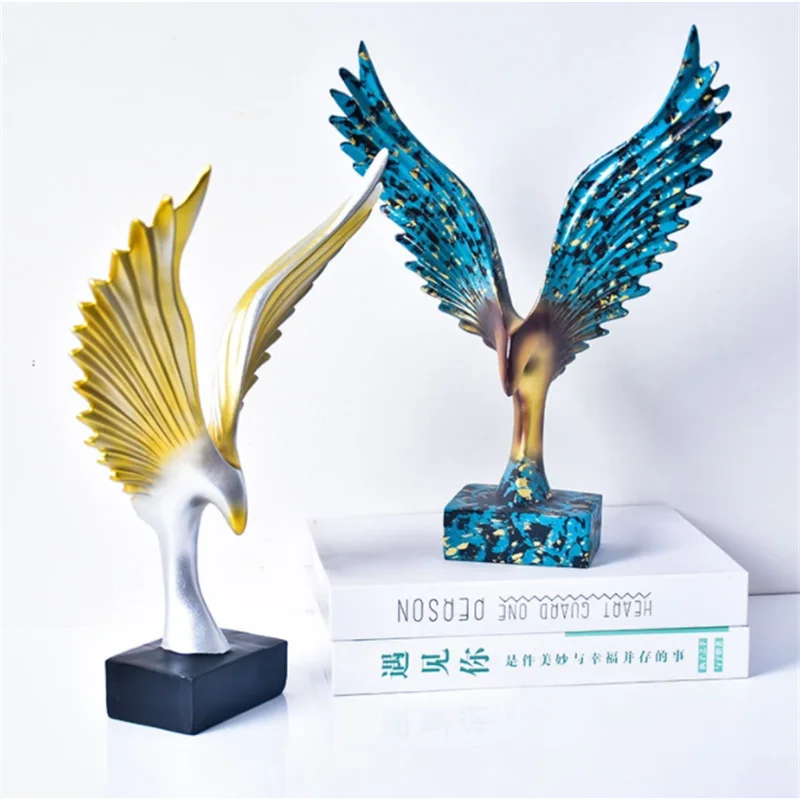 

Modern Abstract Eagle Spread Wings Figurines Home Living Room Decoration Office Resin Crafts Miniature Model Decor