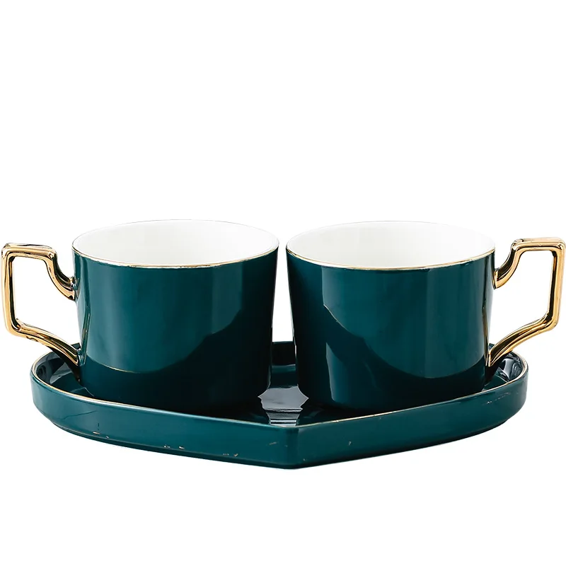 

Ceramic coffee cup dish holder with spoon couple gift box cup afternoon tea tea tea set home creative water cup set