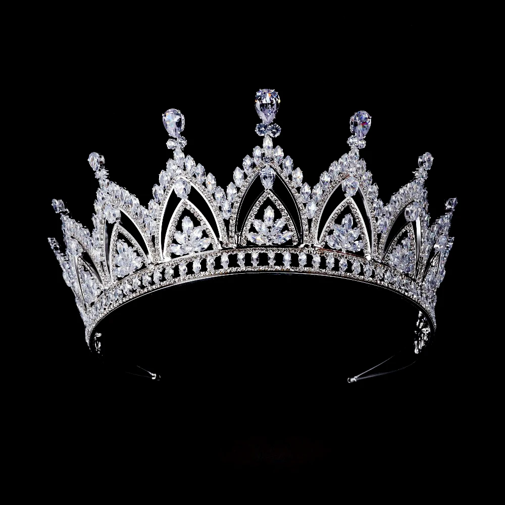 Cubic Zirconia Tiaras Women Crystal Queen Crown Elegant Bride Diadema Wedding Hair Accessories for Birthday Pageant Prom Party
