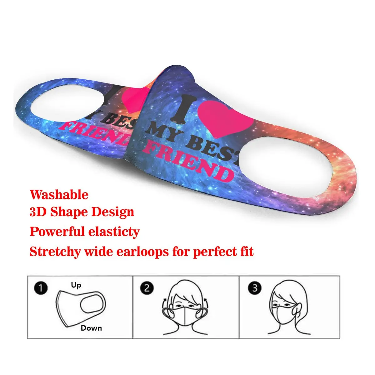 

I Love My Best Friend Cotton Masks Festive Party Respirator Keep Warm Camouflage Anti Dust Mouth Muffle