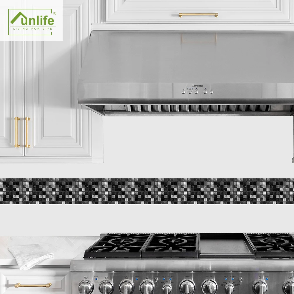 Funlife®Черная мозаичная настенная рамка строительные блоки наклейка для плитки