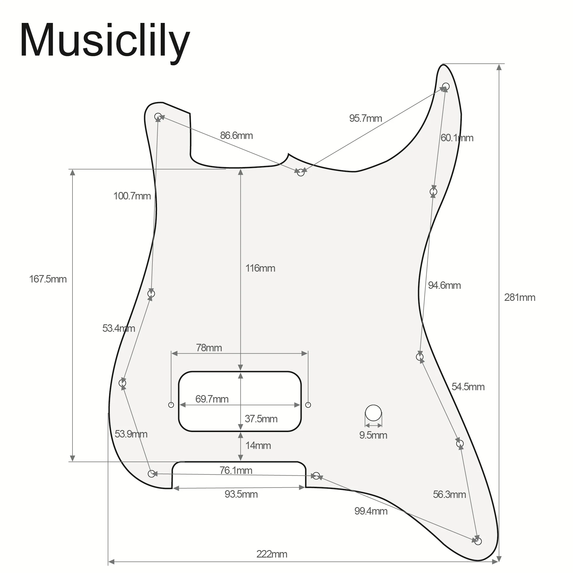 Однослойный хамбакер Musiclily Pro с 11 отверстиями и слотом для горшка маринования