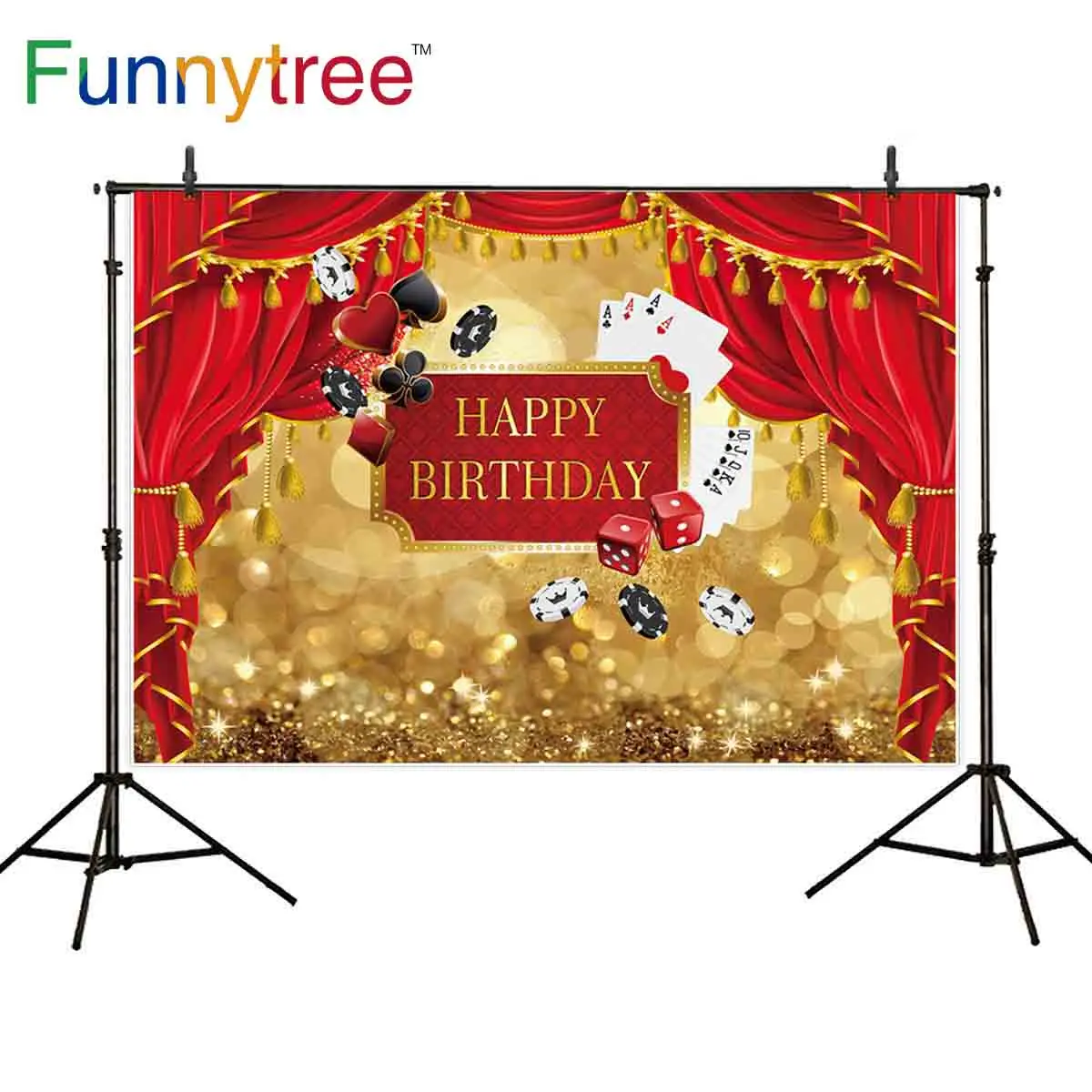 Виниловый фон Funnytree для студийной фотосъемки занавеска дня рождения в Лас Вегасе