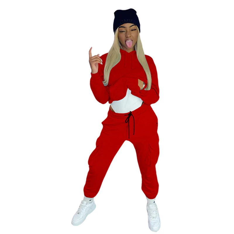 

Новое поступление, однотонная толстовка с несколькими карманами, спортивный комплект со штанами