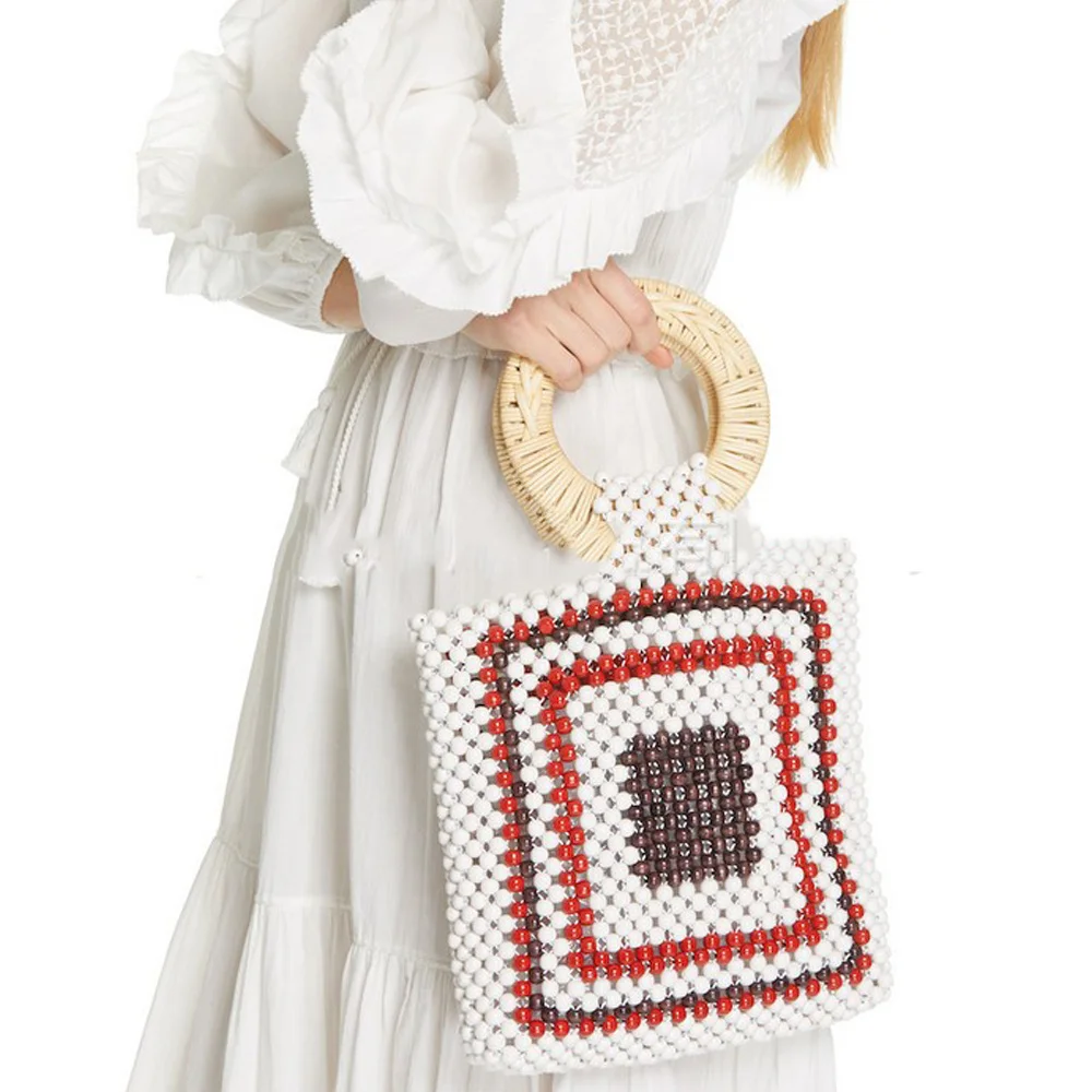 Праздничная сумка ручной работы из бисера цветной тканый акриловый шарик ручная