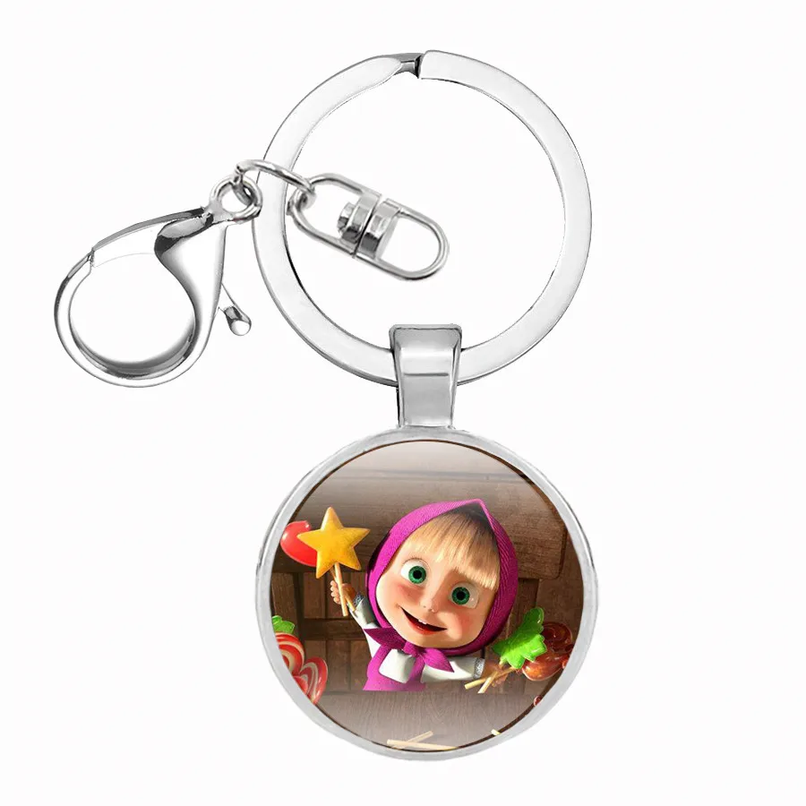 С рисунками российского мультфильма Маша брелки для ключей Стекло брелок с