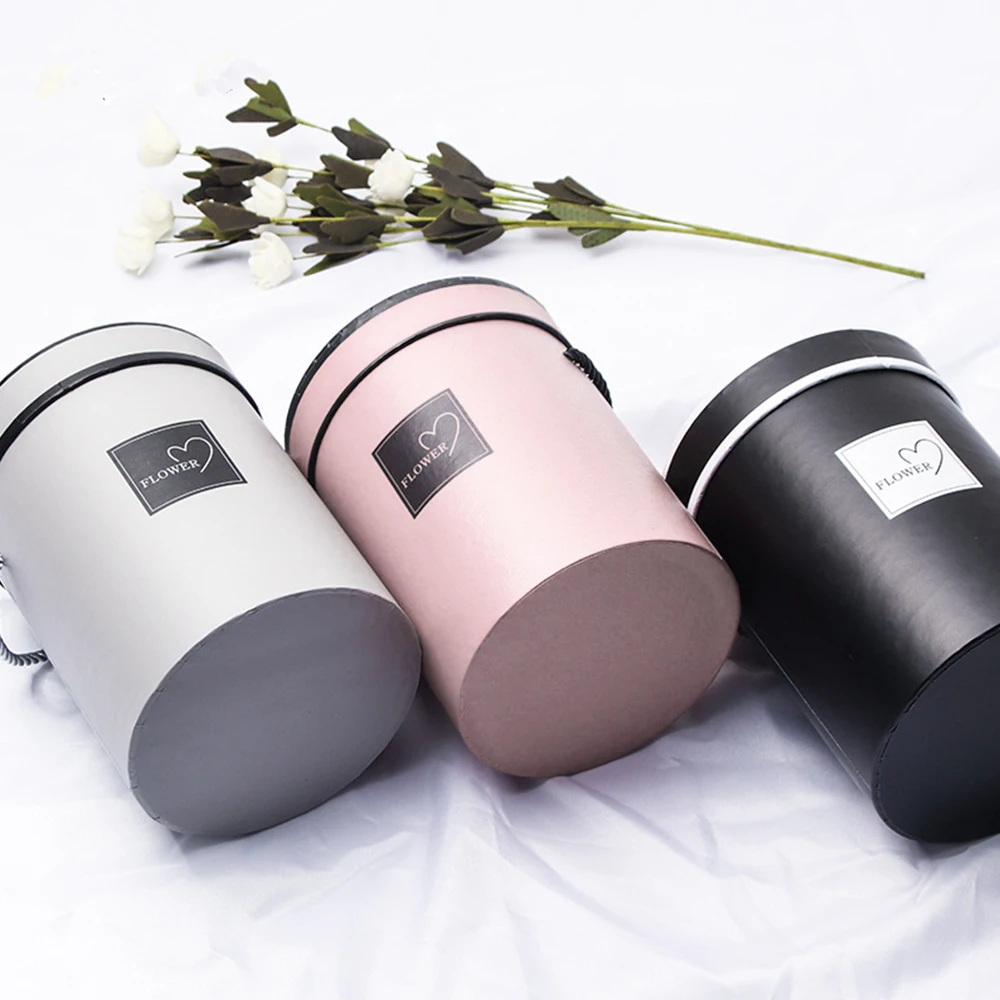 

Bouquet Flowers Box Packaging Artificial Flower Arrangement Stand Vase Home Wedding Party Table Decor Round Gifts Boxes with Lid