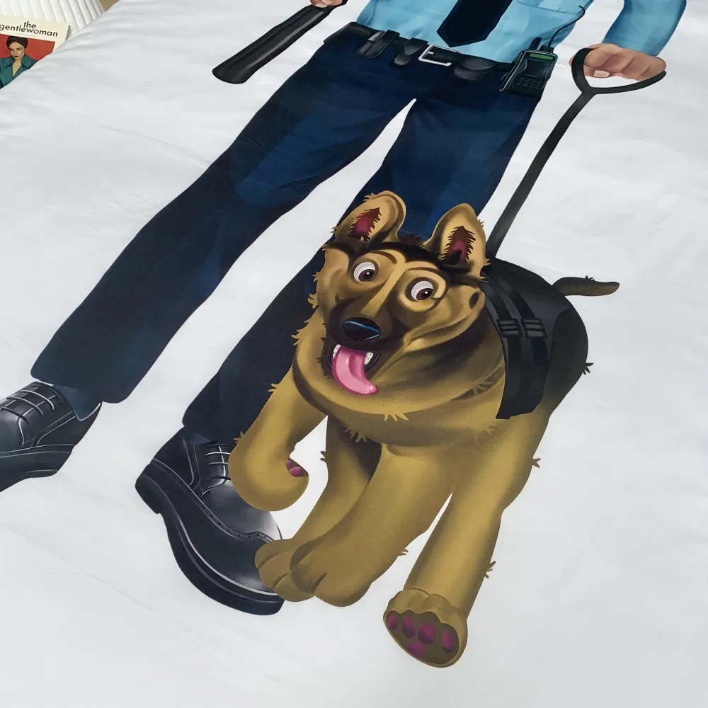 

Police and Dog Lifelike Polyester Bedding Sets Children Home Cartoon Comforter Cover Pillowcase Custom Single Duvet Cover Set