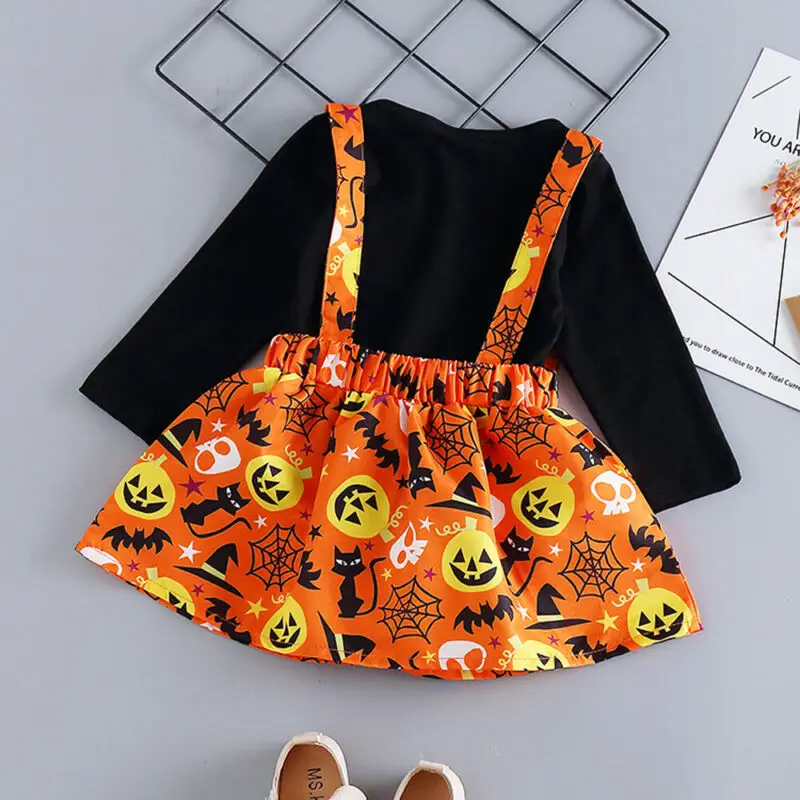 От 0 до 5 лет комплекты одежды для маленьких девочек на Хэллоуин футболка с