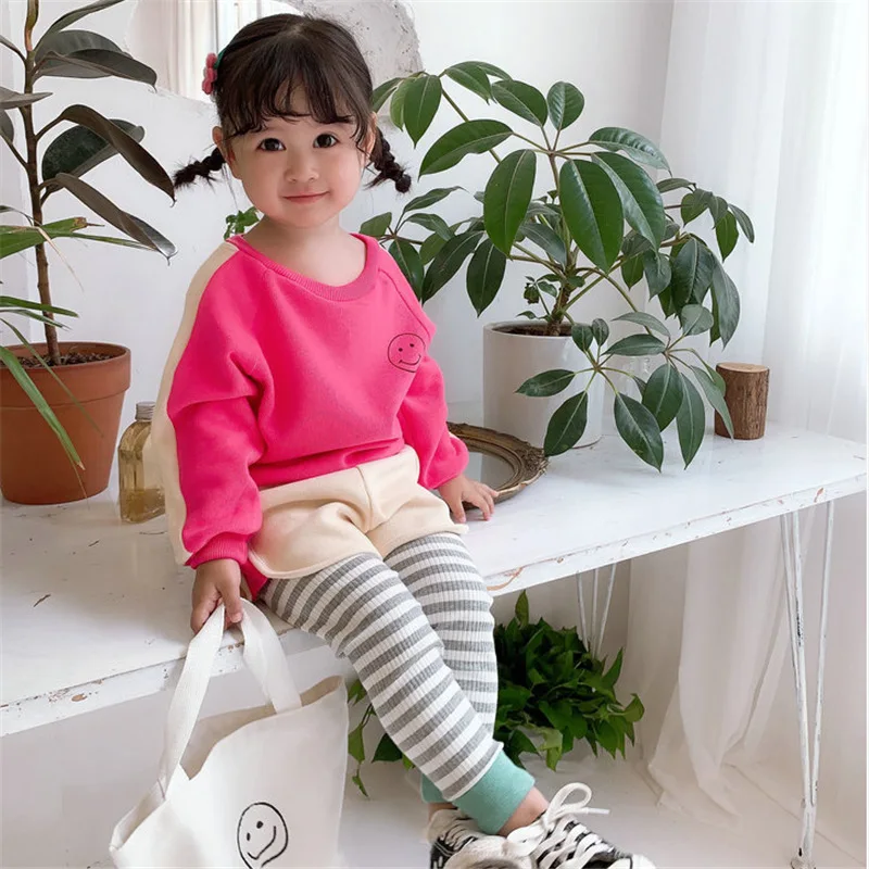 WLG/костюм для девочек из 2 предметов комплект с капюшоном и полосатыми штанами