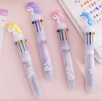 free shipping rainbow unicorn 10 colors ballpoint pen cute press ball for kids school office writing supplies stationery gift