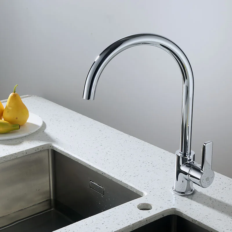 Смеситель для кухни Gooseneck, высокий Однорычажный кран для холодной и горячей воды, из латуни, в стиле ретро