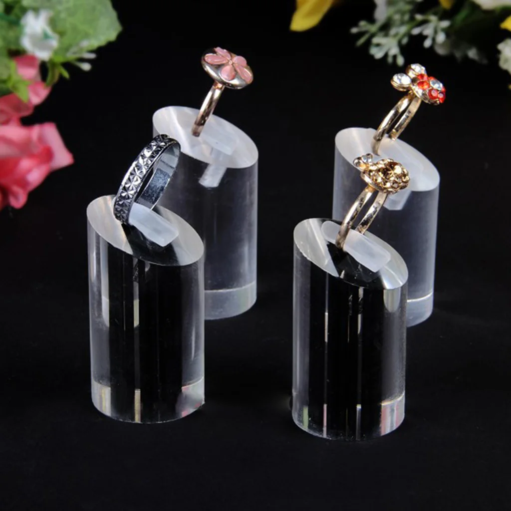 

Acrylic Finger Ring Display Stands Square Sheet Stamping Block Cosmetics Organizer Modern Rings Necklace Jewelry Holder Ornament