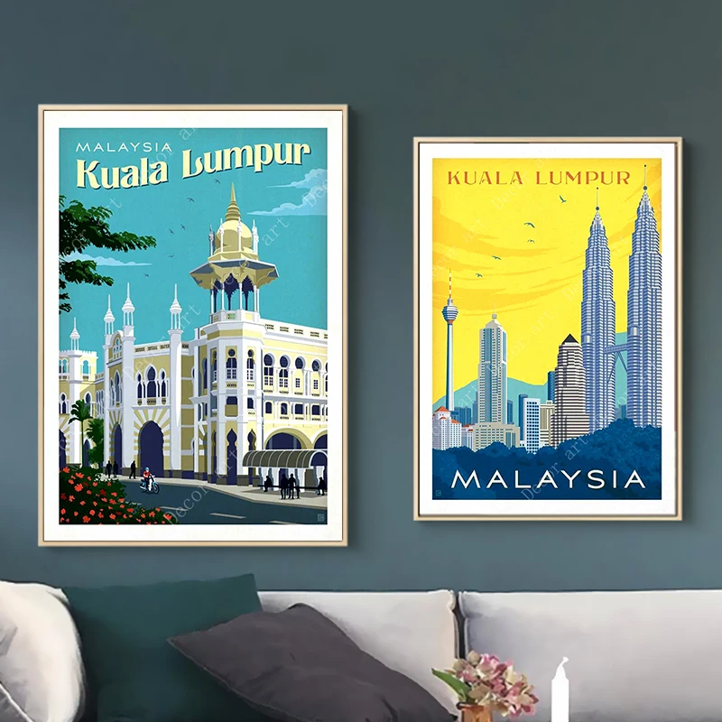Посетить Малайзию Пенанг пляж Kuala Lumpur путешествия холст картины старинные стены