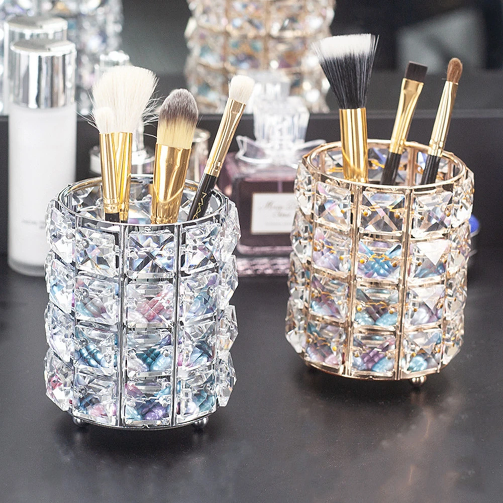 

European-style crystal eyebrow pencil makeup brush storage box