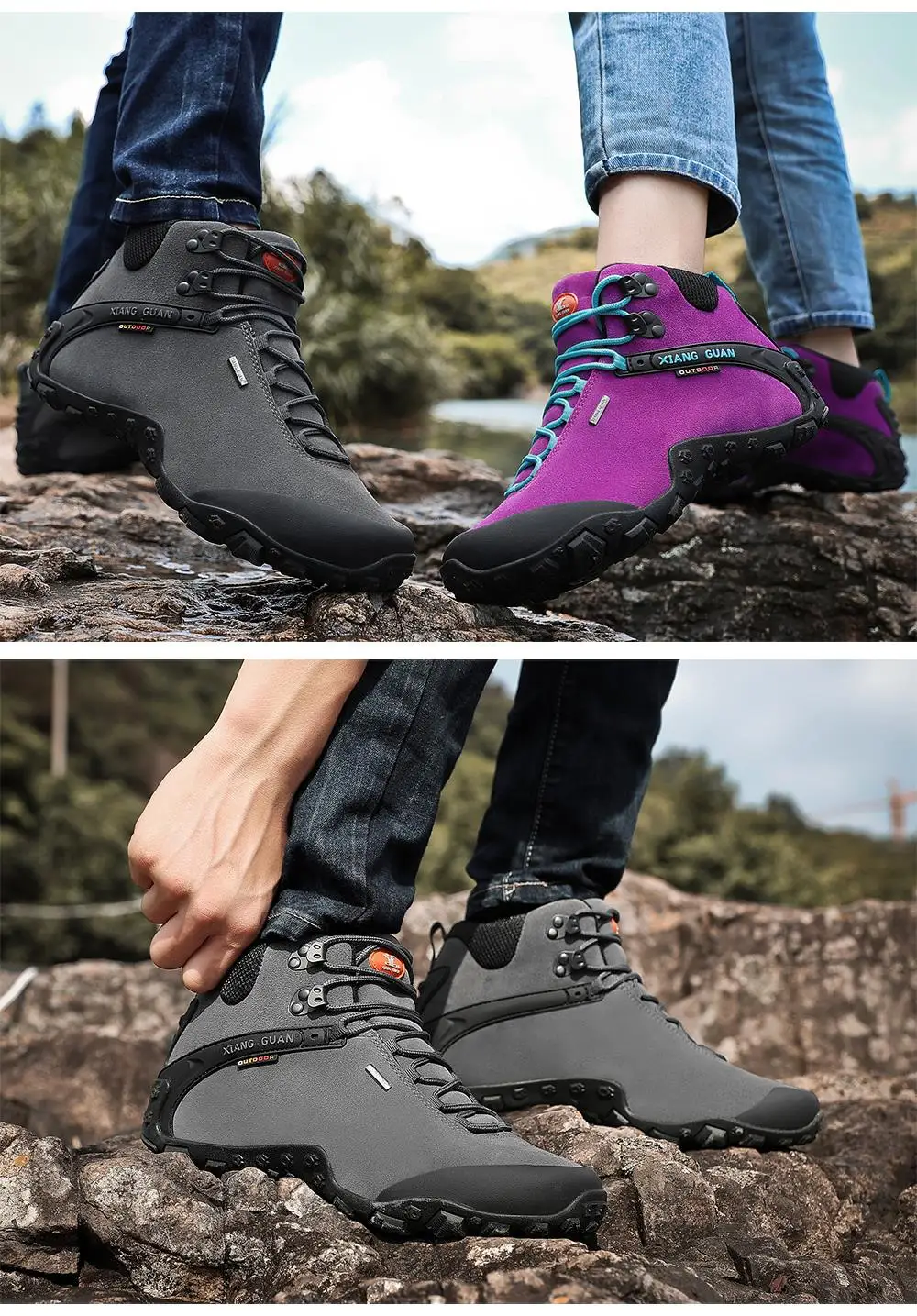 XIANG GUAN Men Hiking Shoes Male Waterproof Trekking Boots Outdoor Jogging Sneakers Tactical Trainers Climbing Mountain Shoes
