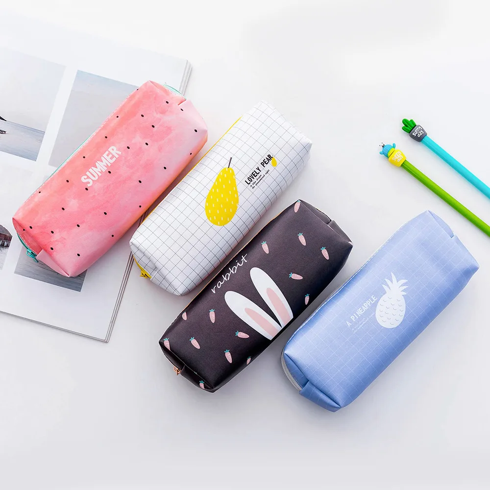 

Pencil Case School Student Supplies Pen Box Pen Bag Stationery Storage Bag Office High Capacity Square zipper bag Fruit