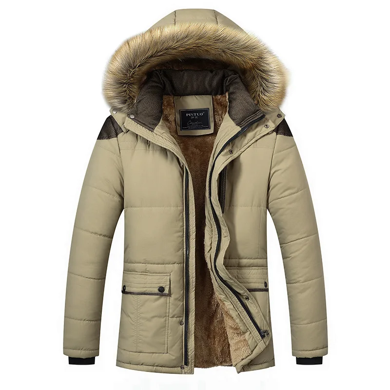 M-5XL Fur Collar Hooded Men Coat Winter Jacket 2019 New Fashion Warm Wool Liner Man Jacket and Coat Windproof Male Parkas Casaco