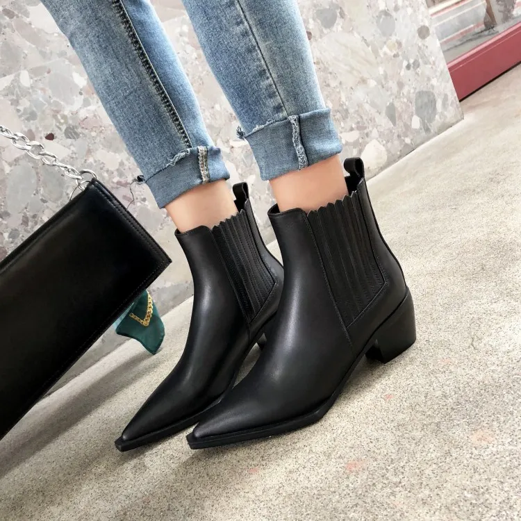 Tanariya Новое поступление обуви женские сапоги осень/зима 2020 кожаные на толстом