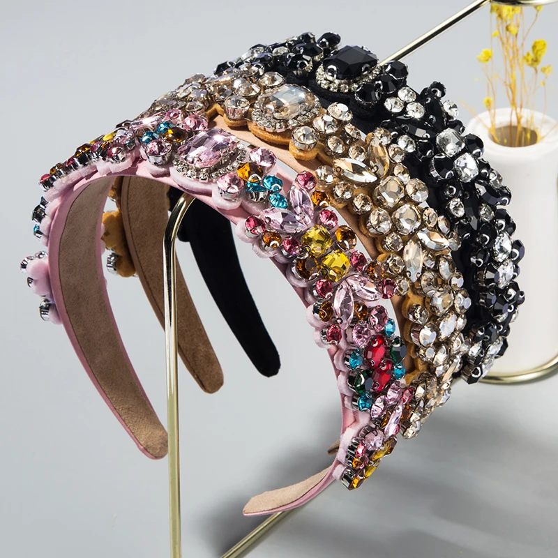 

Ladies Going Out Hair Hoop Creative Baroque Hair Accessories Colorful Rhinestones Headband Full Of Hipster Tiaras