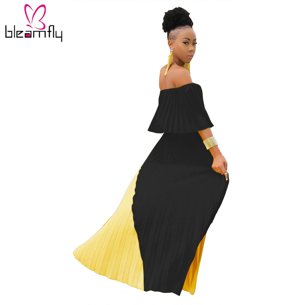 2019 женское летнее платье с вырезом лодочкой и открытыми плечами в стиле пэчворк