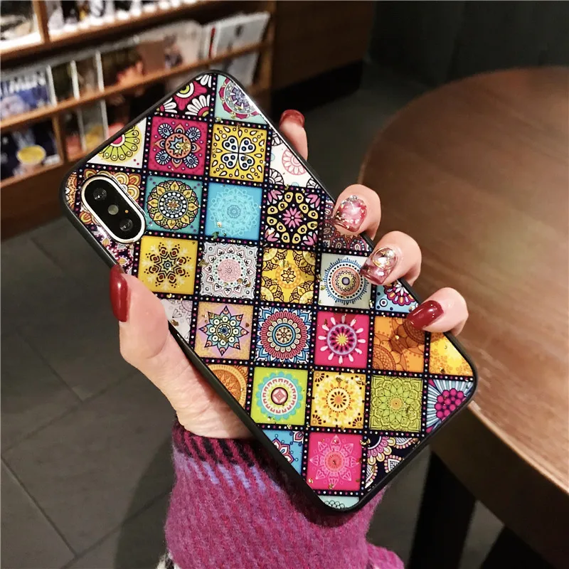 Чехол для iPhone XR XS MAX Fashion этнический Блестящий Защитный чехол Apple X Xs 6 6s s 7 8 + Plus
