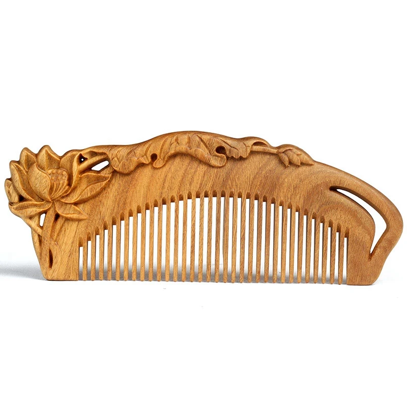 

Hand Carved Sandalwood Craft Comb Professional Haircut Carved Massage Comb Hair Brush Styling Tool