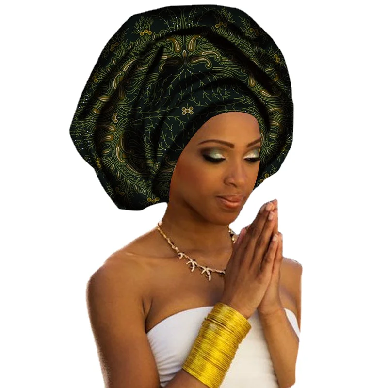 

Cotton African Headscarf Printed with Wax Cloth