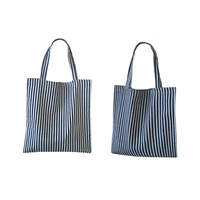 6pcslot women shopping bag canvas shoulder bags casual tote pouch female stripe large capacity handbag