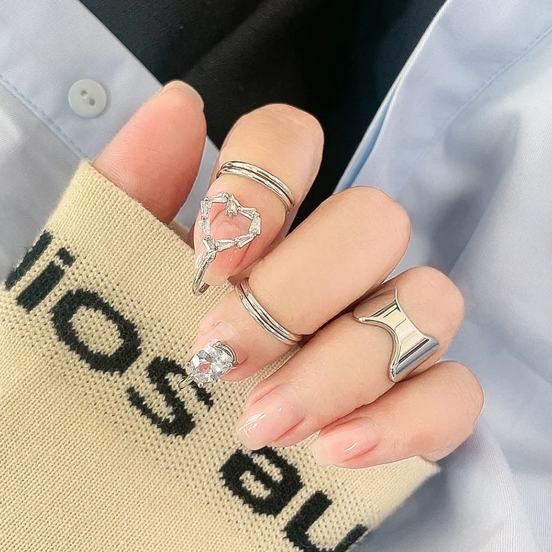 

New fashion micro-inlaid zircon nail ring trend design ring personalized diamond nail ring joint ring female jewelry wholesale