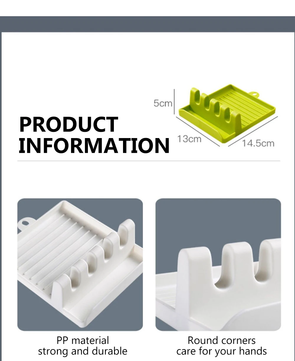 

Kitchen Spoons Holders Stand Tableware Storage Fork Spatula Rack Shelf Organizer Plastic Rest Chopsticks Non-slip Pad Utensil