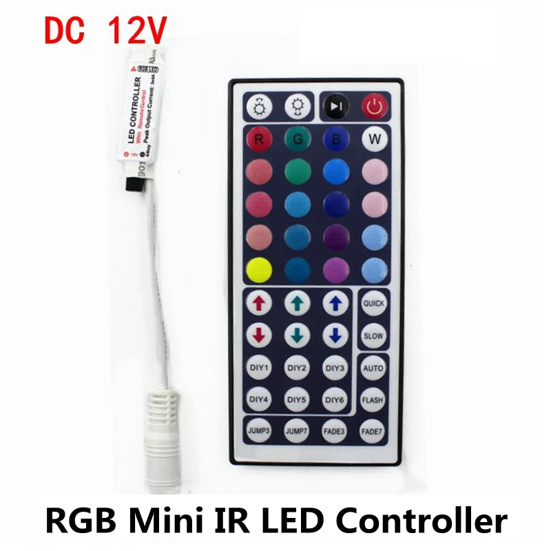 

DC 5V 12V 24V 6A 44Key RGB Mini IR Remote LED Controller Driver Dimmer For RGB LED Strip 2835 3528 5050 5730 5630 3014