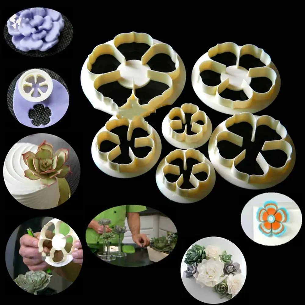Горячая Новинка 6 шт./компл. розовый цветок суккуленты помадка резак форма для
