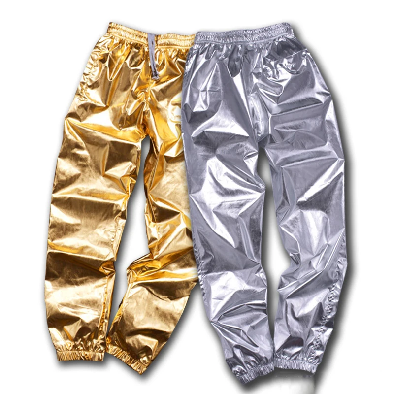 Костюмы в стиле хип-хоп золотые и серебряные свободные брюки для мужчин женщин