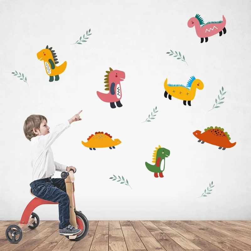 

Cartoon Animal Dinosaur Wall Stickers Baby Room Decoration Nursery Decals DIY Kindergarten Wall Decor Wallpaper Kids Room Decor
