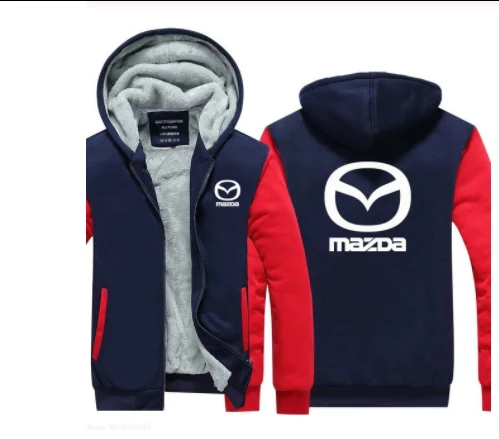 Мужские толстовки зимняя мужская Толстовка Mazda с длинным рукавом уплотненное