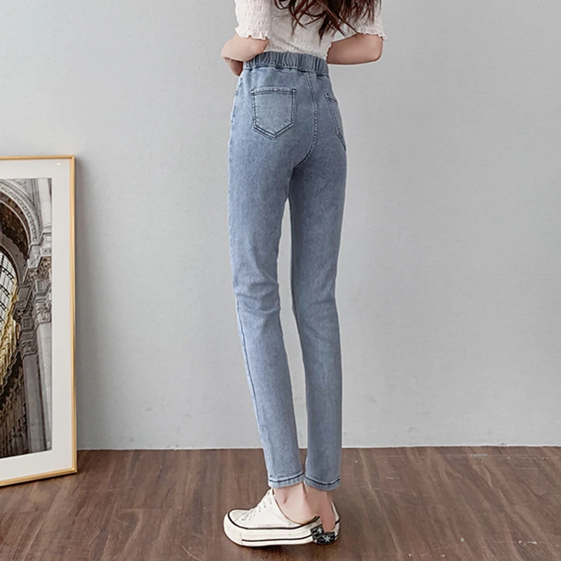 Осенние повседневные джинсы с высокой талией Новые модные однотонные Цвета