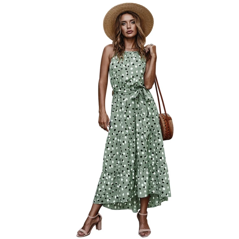 

Женское летнее платье в горошек, повседневное свободное платье для отпуска