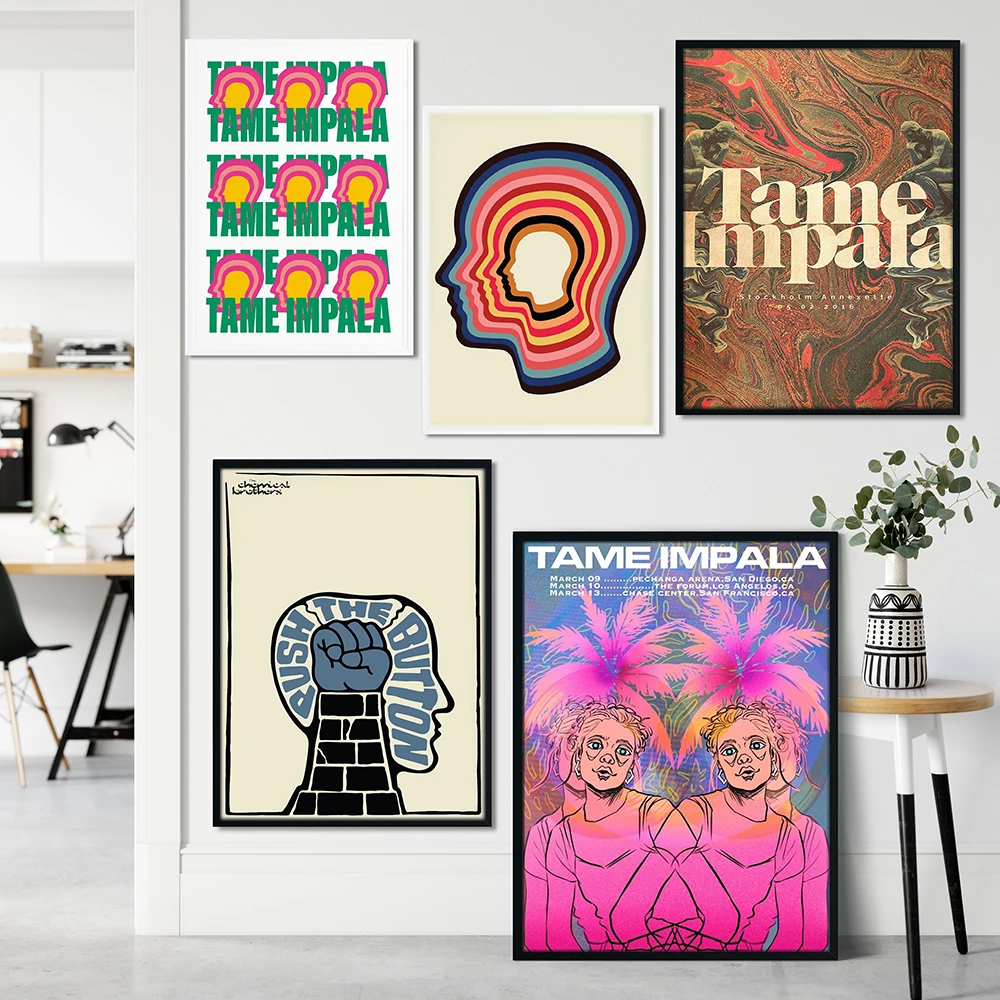 

Tame Impala Обложка альбома в эстетическом строительстве, принт, поп-культура, искусство, рок, музыка, холст, живопись, современный декор для бара ...