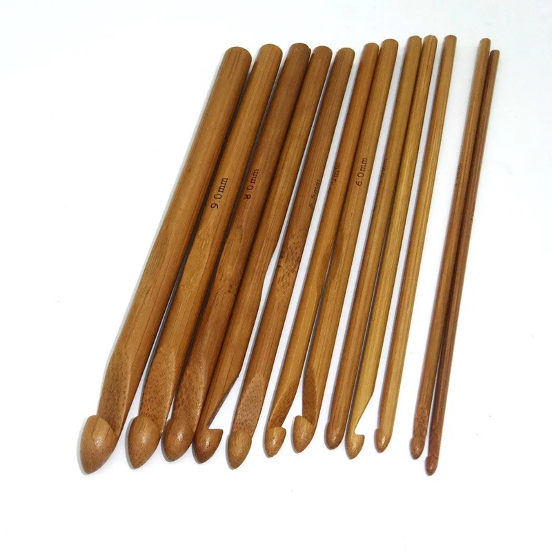 

12pcs Bamboo Crochet Hook Set DIY Knitting Needles Handle Home Knitting Weave Yarn Crafts Household Knitting Tools 3 mm-10mm