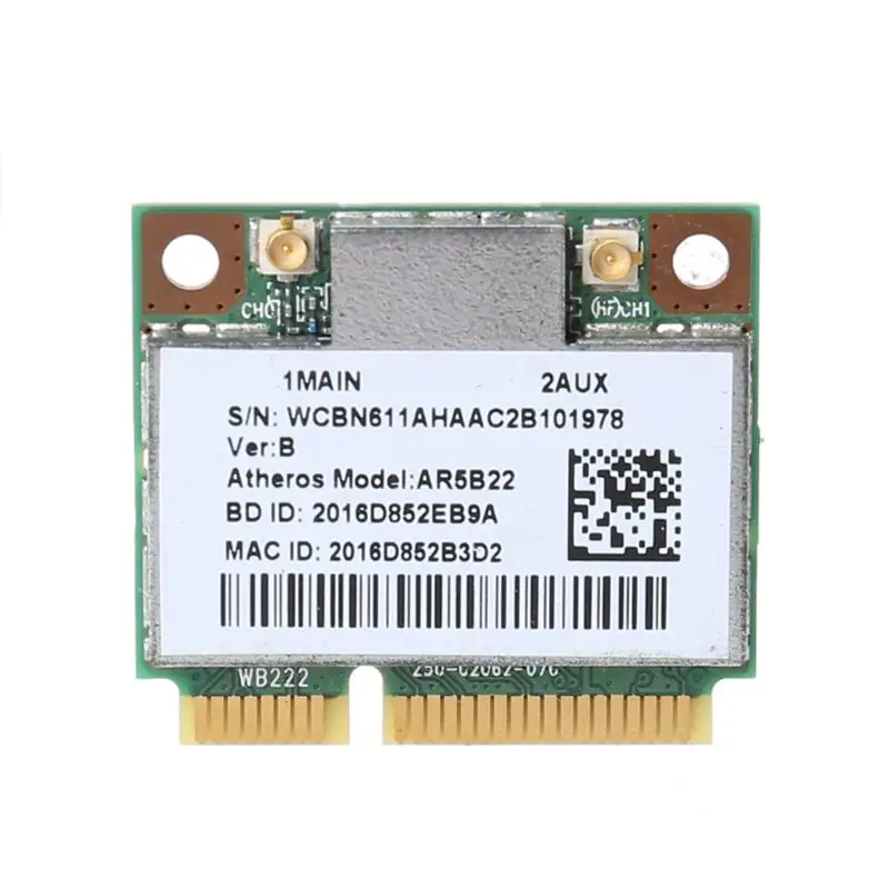 

AR9462 AR5B22 WB222 Half Mini PCIe 300 Мбит/с Bluetooth4.0 WLAN Wi-Fi беспроводная карта