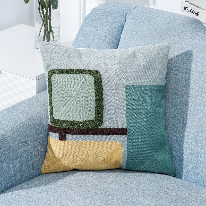 Подушка для дивана с геометрическим рисунком океана вышитая подушка Синий