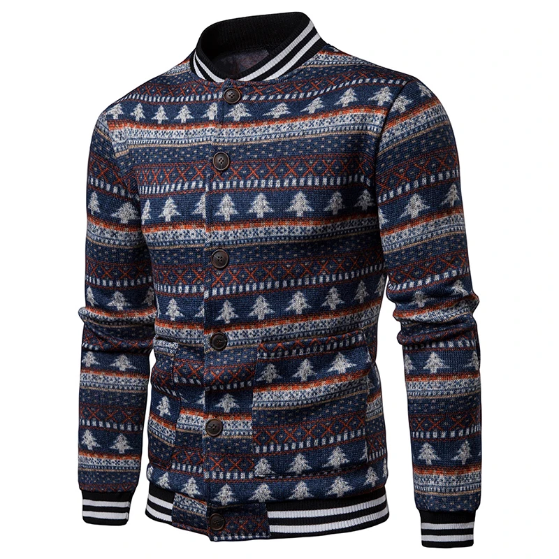 

Autumn and Winter New Sweater Men's Jacket Casual Christmas Tree Stripe Printed Jackets Fashion Jackets Coats 2020