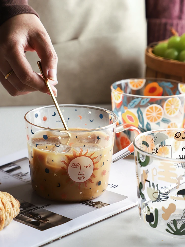 500 мл в сиропе Персик с желто-кактус Стекло Чай чашки молока со шкалой Кофе кружка